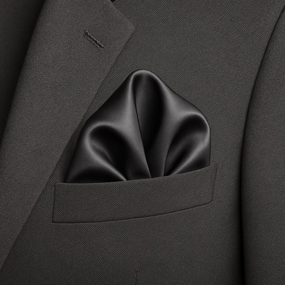 Vintage Elegant Silk Dark Grey Pocket Square 18”x18”  smooth , glossy surface.